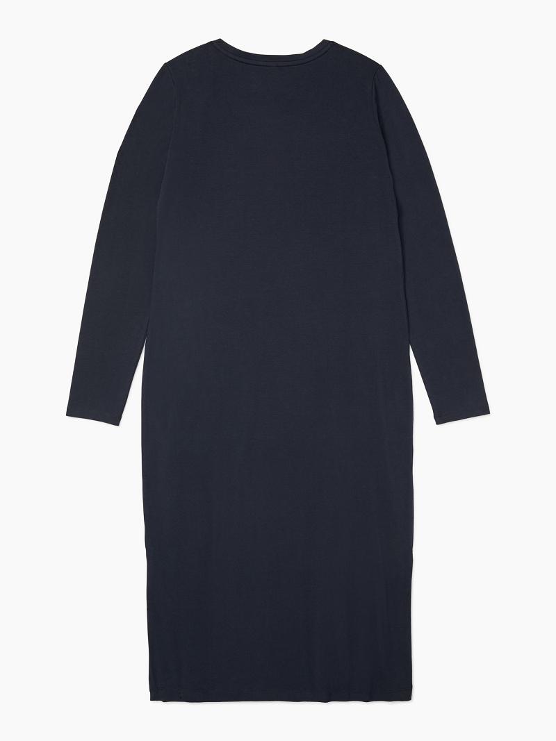 Női Tommy Hilfiger Essential V-Neck Midi Dresses Kék | HU 83ILH